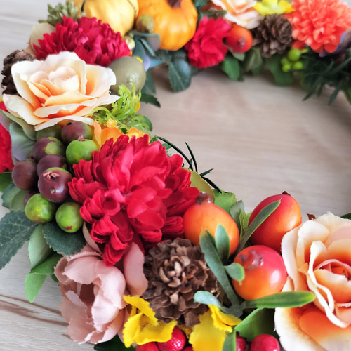 定形外送料無料／秋の新作2024／ハロウィンリース／秋のリース／玄関