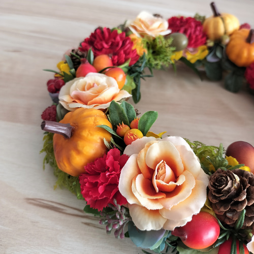 定形外送料無料／秋の新作2024／ハロウィンリース／秋のリース／玄関