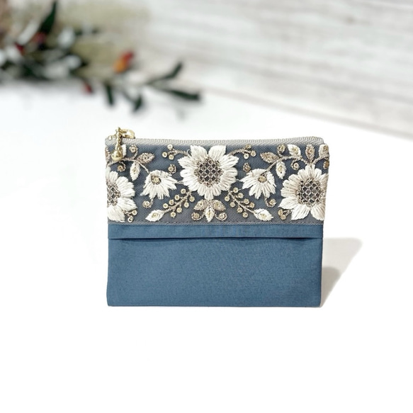 ポケットティッシュケース ❇︎ ポーチ付き / インド刺繍リボン