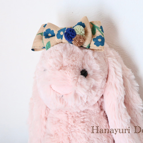 昭和レトロ 青 犬リボン キッズ・子供リボン 猫 ペット ヘア