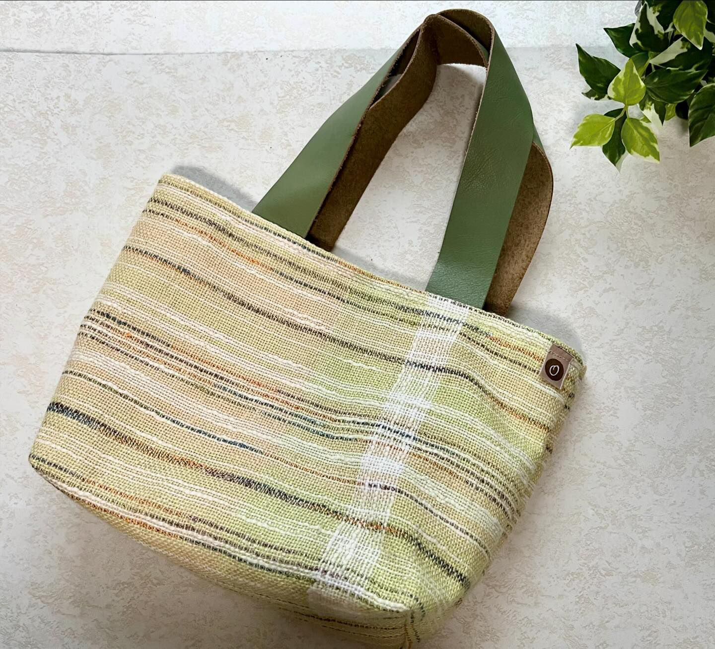 【一点物】手織りトートバッグ　薄緑