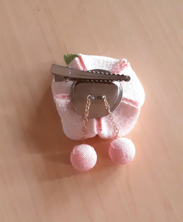 《再販》つまみ細工  ♡ハート耳うさぎとまんまる和玉♡ ♪被布飾り&ふっくらお花の髪飾り♪ 七五三  初節句 3歳 9枚目の画像