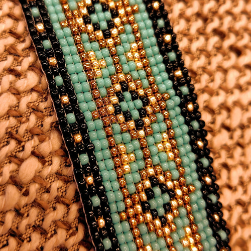 ビーズ織りブレスレット ターコイズブルー アラビアン風【送料