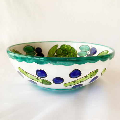 ボウル 大 20cmアーティチョークとオリーブ マヨリカ焼き