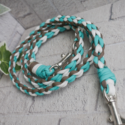 オシャレカフェリード✨ ミント×ホワイト パラコード リード・首輪