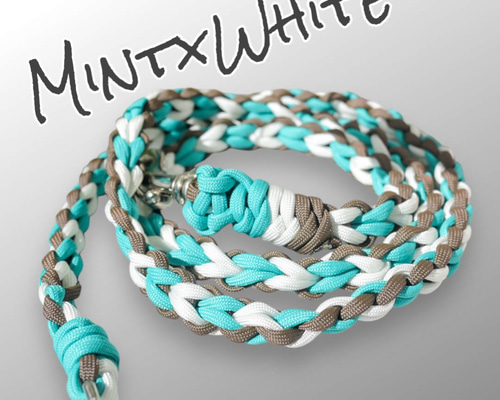 オシャレカフェリード✨ ミント×ホワイト パラコード リード・首輪