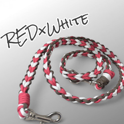 オシャレカフェリード✨ レッド×ホワイト パラコード リード・首輪