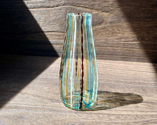 ガラスレース花瓶　作家 ガラス花瓶 透明 ホルムガード Old English ベース 高さ19cm