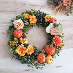 定形外送料無料／秋の新作2024／ハロウィンリース／秋のリース