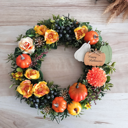 定形外送料無料／秋の新作2024／ハロウィンリース／秋のリース