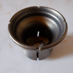 4.5号燻し金彩スリット鉢577　塊根植物　多肉植物　盆栽　植木鉢　作家鉢　沖縄 4枚目の画像