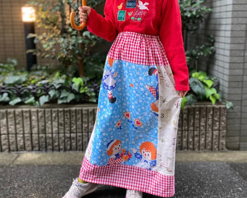 70sヴィンテージ　パッチワーク柄 ロングスカート 2722fe9c00f019ab23dab15669481f