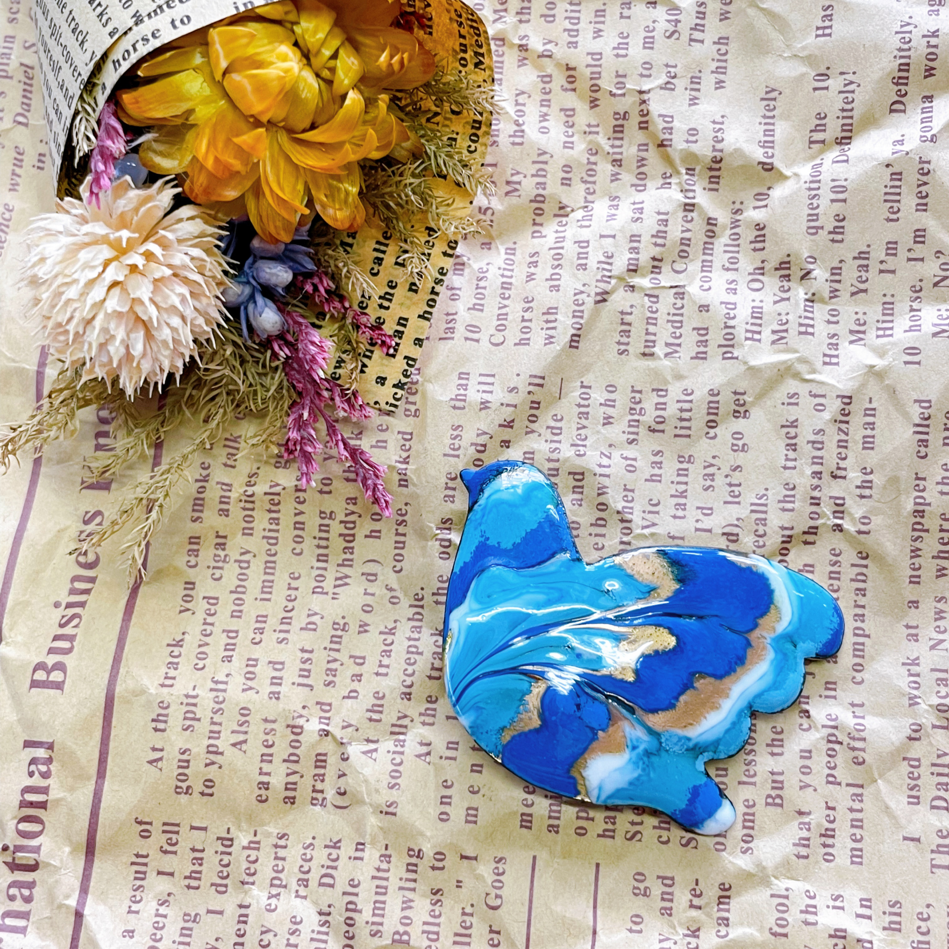 【全3色】風に歌う鳥•七宝焼帯留め（ブローチ金具に変更可）