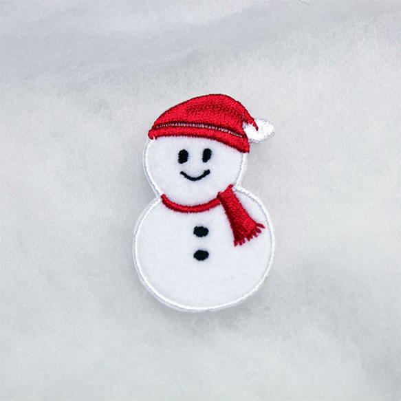 クリスマス 刺繡ワッペン 雪だるま スノーマン アップリケ 刺繍