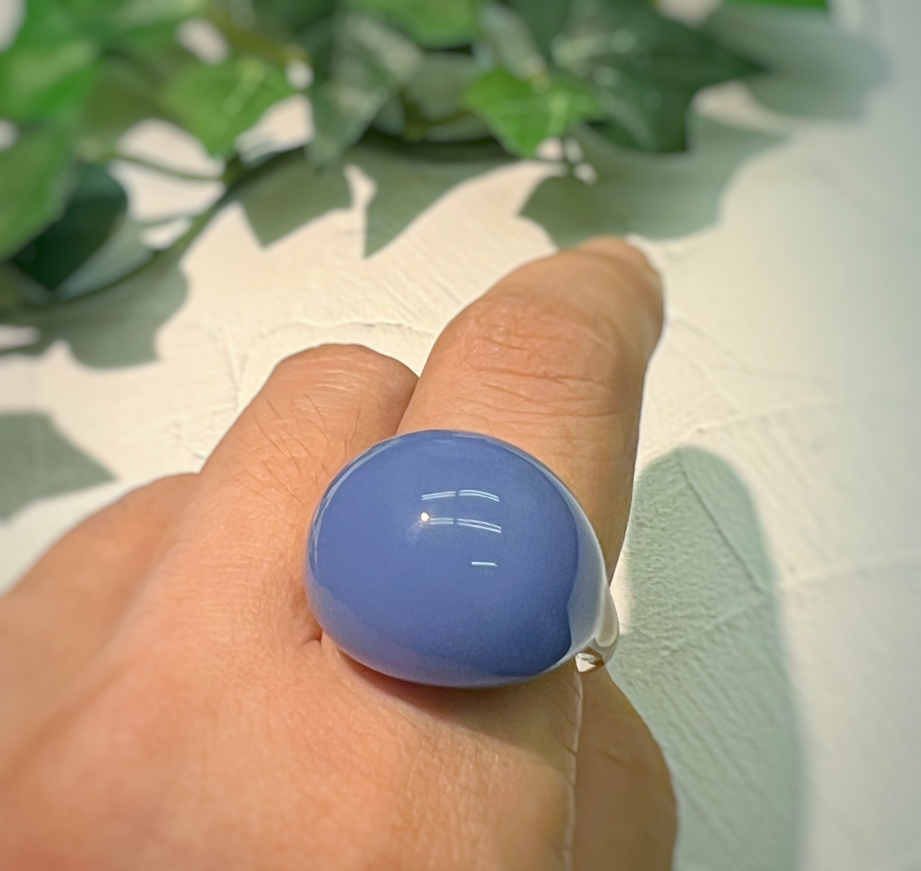 ボリュームガラスリング＊サックスブルー