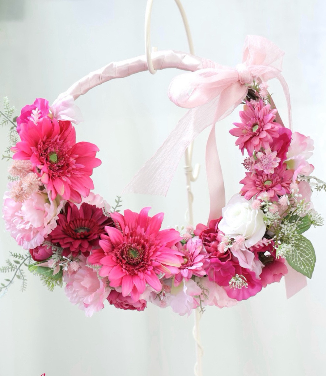 ピンクガーベラ　リースブーケ　ブートニアセット