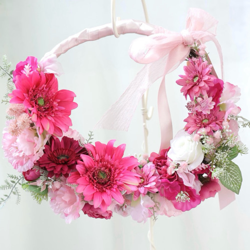 ガーベラピンクリースブーケブートニアセット