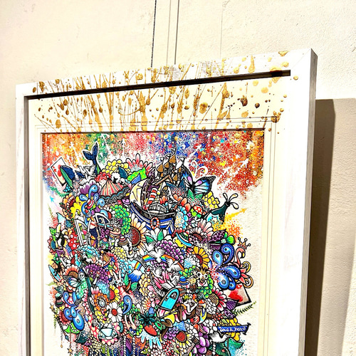 ジークレー版画 サイン入り ●Kaoruko Negishi● 紐付き 額縁あり ジークレー版画 サイン入り ○Kaoruko Negishi○ 紐付き 額縁あり