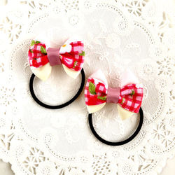 ☆ 再販 りぼん ヘアゴム ワインレッド ダブルリボン キッズ リボン