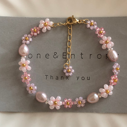 b.205 淡水パールブレスレット ハンドメイド ピンク カジュアル