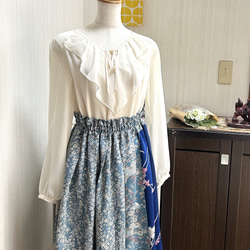 有松絞り ワンピース M～L パフスリーブ 綿 着物リメイク 浴衣