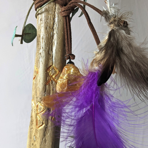 森林のワンド【ツタの絡まる魔法の杖】ルーン文字 魔術師 魔法棒 魔杖