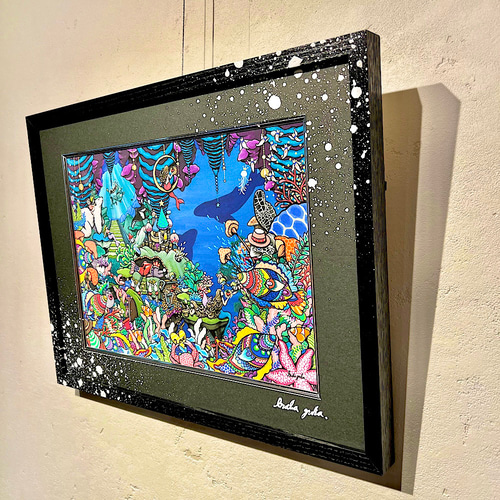 海の絵 作品名「海の中からフレーフレー」(クリオネたちの応援団) 複製