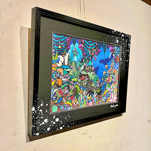 海の絵 作品名「海の中からフレーフレー」(クリオネたちの応援団) 複製