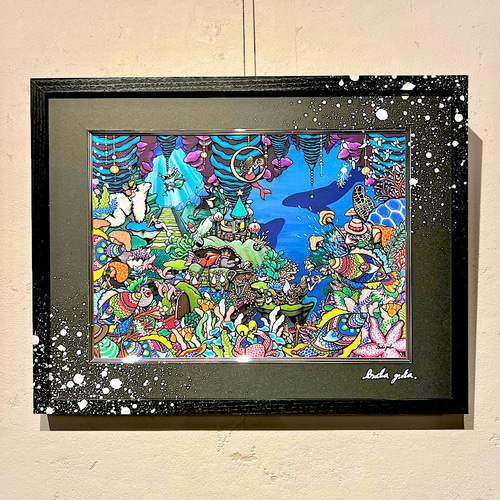 海の絵 作品名「海の中からフレーフレー」(クリオネたちの応援団) 複製