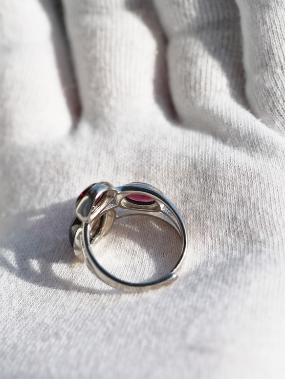 ガーネットトリプル：10/8/8　 　S925WGリング❀ 5枚目の画像