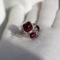 ガーネットトリプル：10/8/8　 　S925WGリング❀ 1枚目の画像