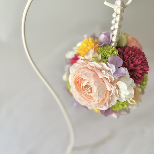 カラフルポップなボールブーケ ウェディングブーケ 七五三 造花