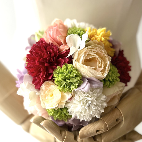 カラフルポップなボールブーケ ウェディングブーケ 七五三 造花