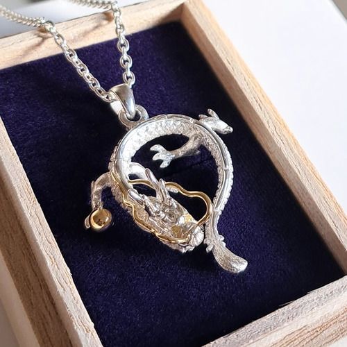 龍 ペンダントトップ 18金/シルバー 】龍ネックレス 龍アクセサリー 龍