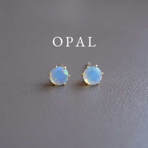 オパールの一粒ピアス 4mm 10月誕生石 サージカルステンレス 金属