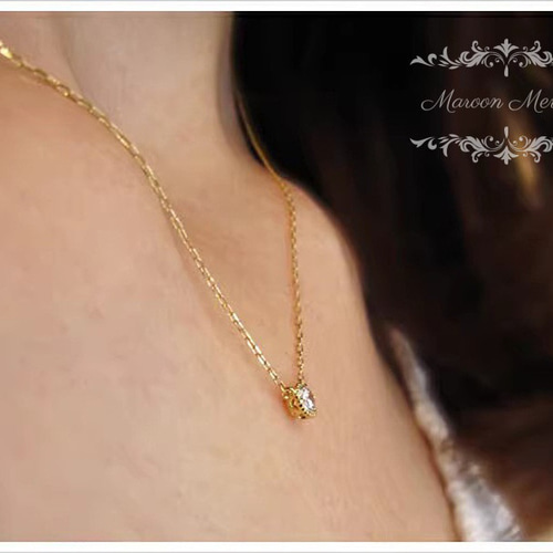 096Ngn【売約済】一粒ダイヤ　ネックレス　CZ　K18コート　ゴールド 096Ngn【売約済】一粒ダイヤ ネックレス CZ K18コート ゴールド