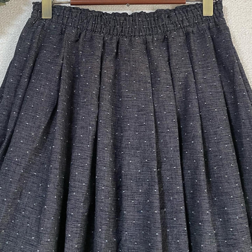 Hjärta）ドット合撚織タックスカート Black 遠州織物 ロング