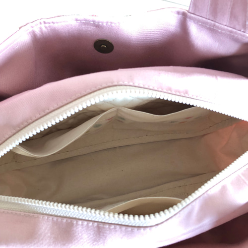 ラウンドバック カラフルドットウール あおりタイプ トートバッグ  