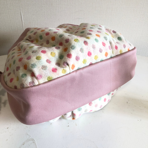 ラウンドバック カラフルドットウール あおりタイプ トートバッグ  