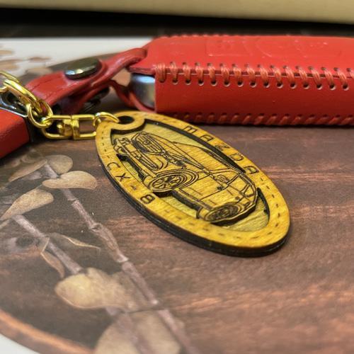 木製キーホルダー CX8 希望ナンバー刻印 マツダ MAZDA キーリング りー