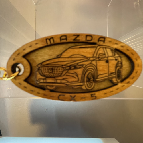 木製キーホルダー CX5 希望ナンバー刻印 マツダ MAZDA キーリング りー