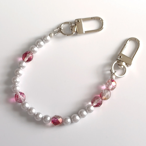 ハンドストラップ スマホストラップ シャイニーパール チェコビーズ