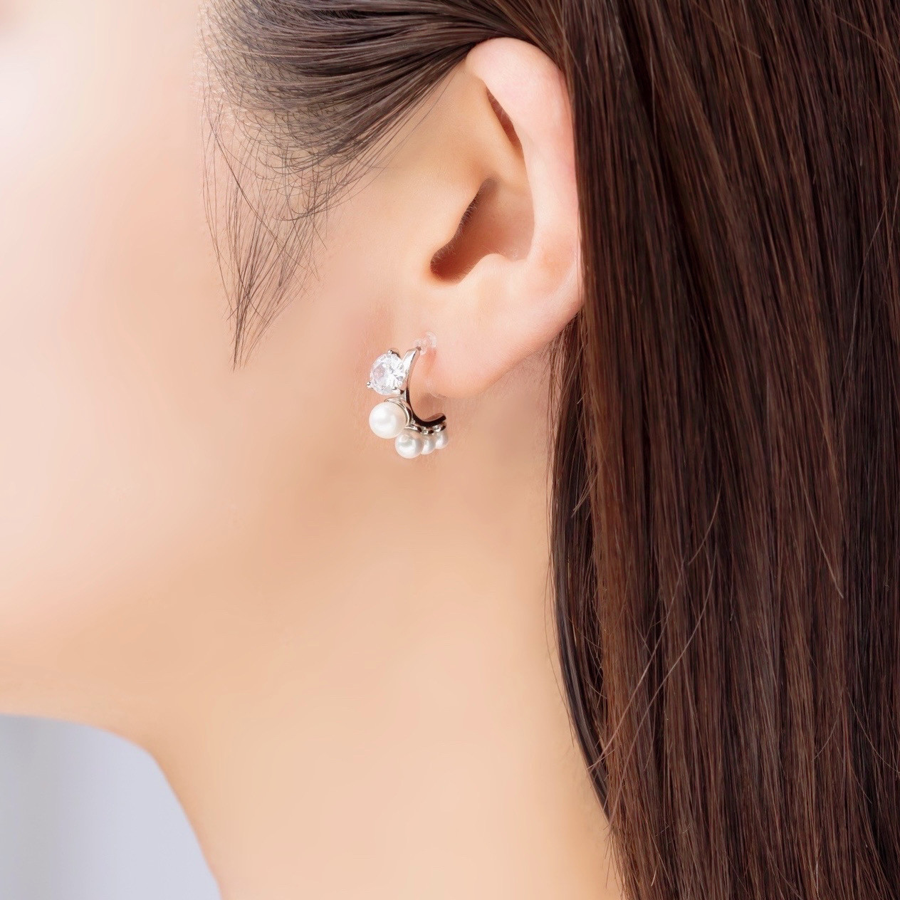 貝パール 三日月【イヤリング/ピアス】/pearl-076 ピアス（スタッド