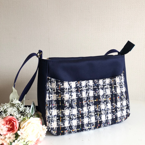 ショルダーバック ツイード 紺系 ショルダーバッグ tumugi 通販  