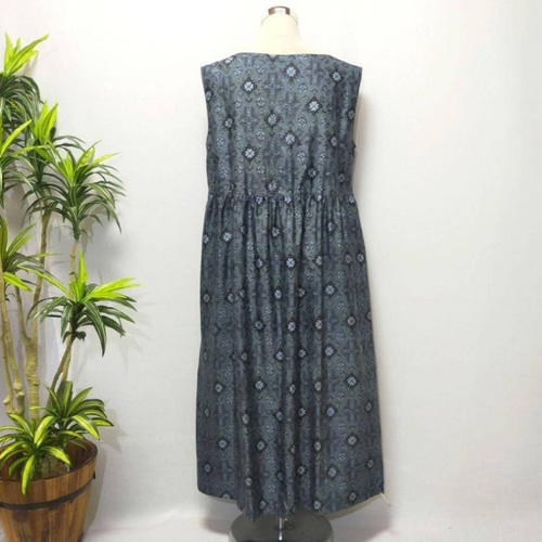 着物リメイク ワンピース ジャンパスカート 2WAY 花柄 ギャザー  