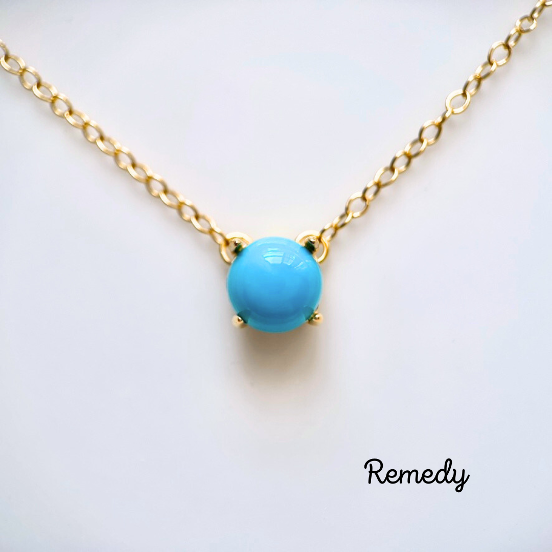 【ドゥーエ】スリーピングビューティーターコイズの一粒ネックレス（8mm）〜silver925/18KGP 12月誕生石