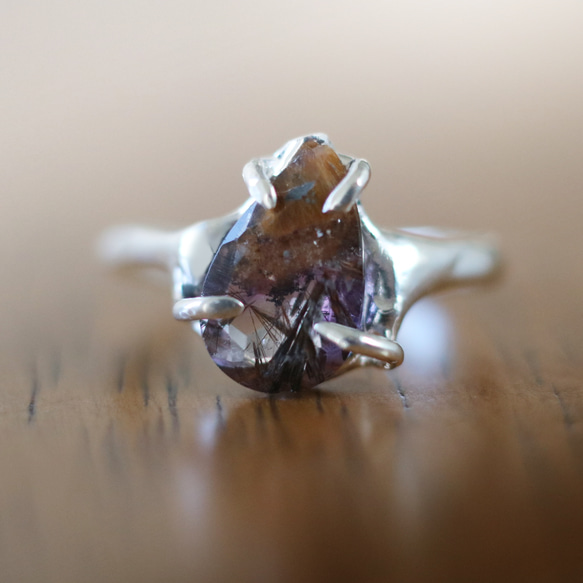 （獨一無二/Silver925）超七石英銀戒指（11*7mm/8號） 第6張的照片