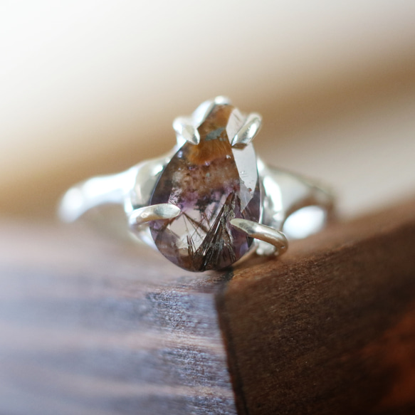 （獨一無二/Silver925）超七石英銀戒指（11*7mm/8號） 第2張的照片