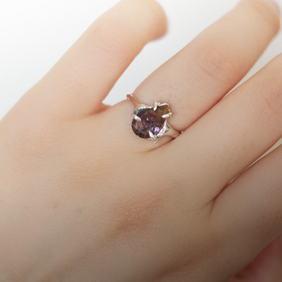 （獨一無二/Silver925）超七石英銀戒指（11*7mm/8號） 第5張的照片