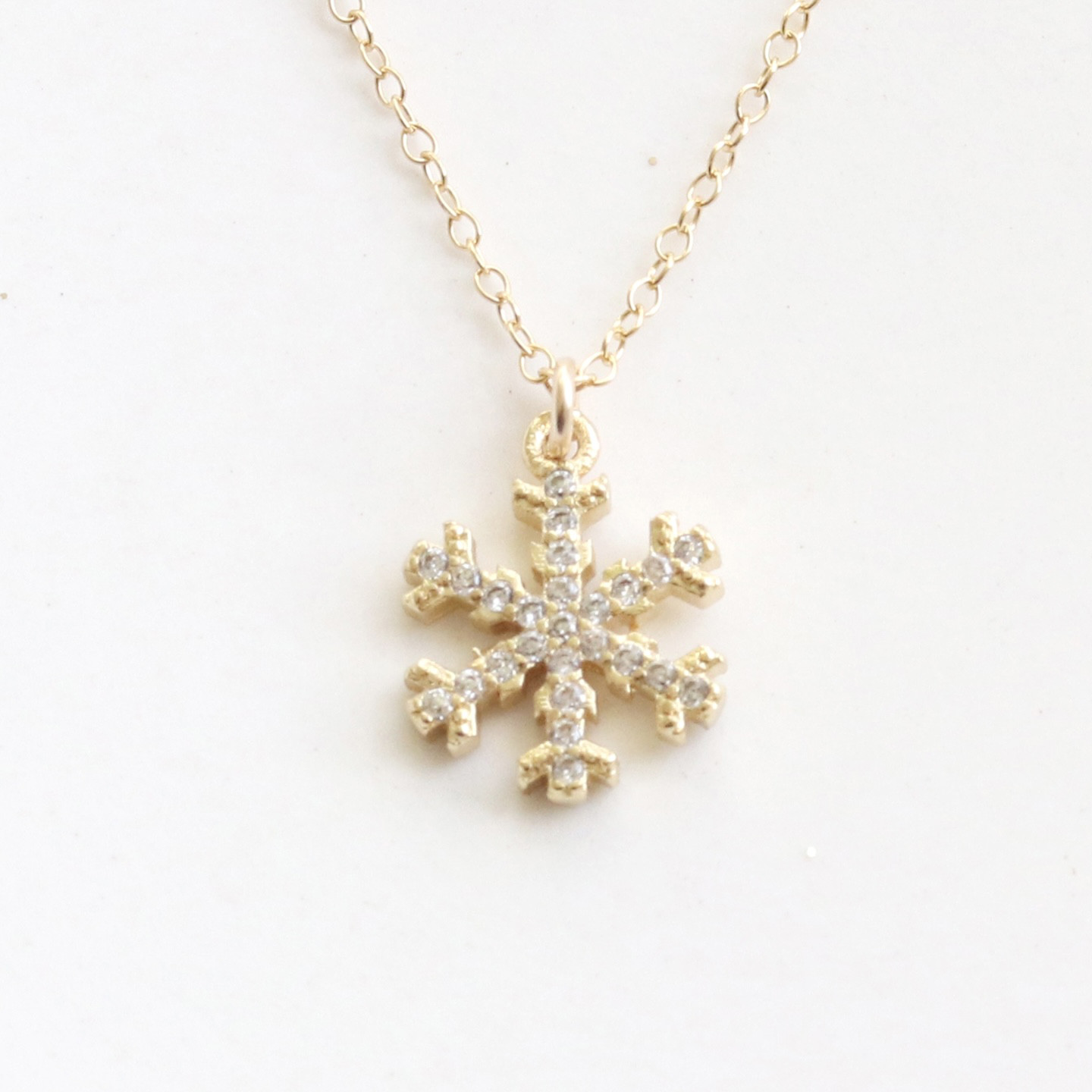 雪の結晶（L）CZ 14Kgf ネックレス アレルギー対応 — Snowflake —